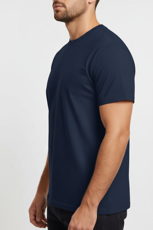 Camiseta Azul Marinho - Vista Lateral