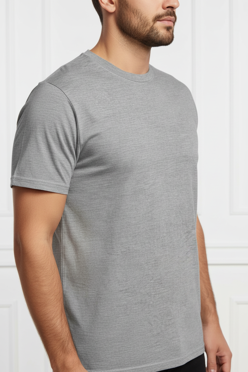 Camiseta Cinza - Vista Lateral