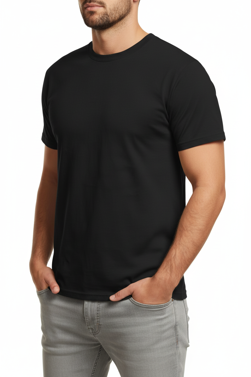 Camiseta Preta - Vista Três Quartos