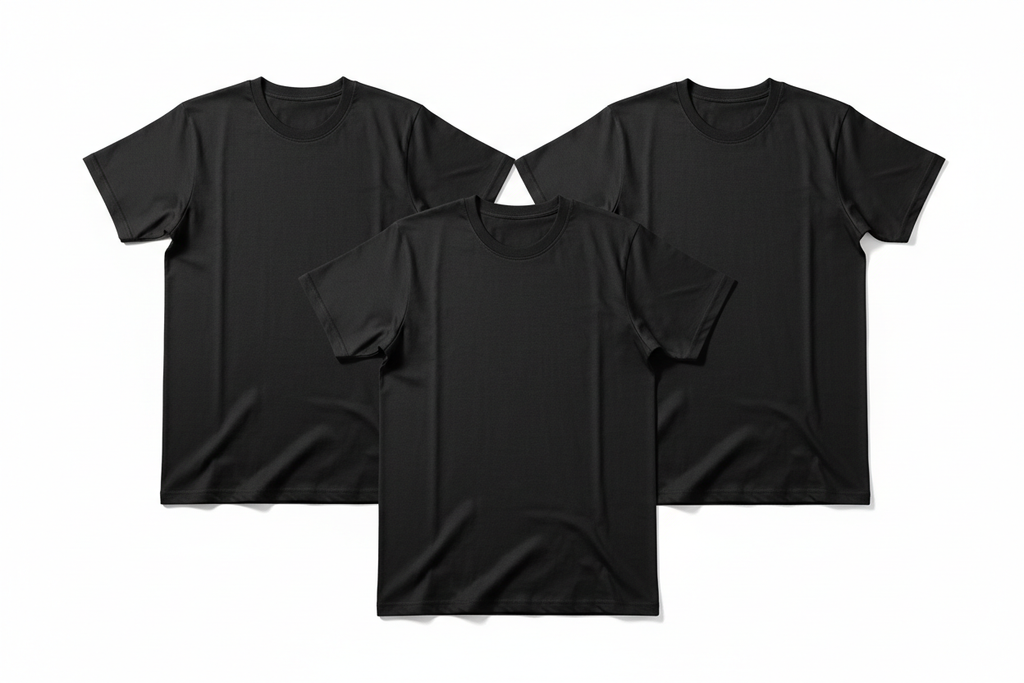 Kit 3 Camisetas Pretas - Leque