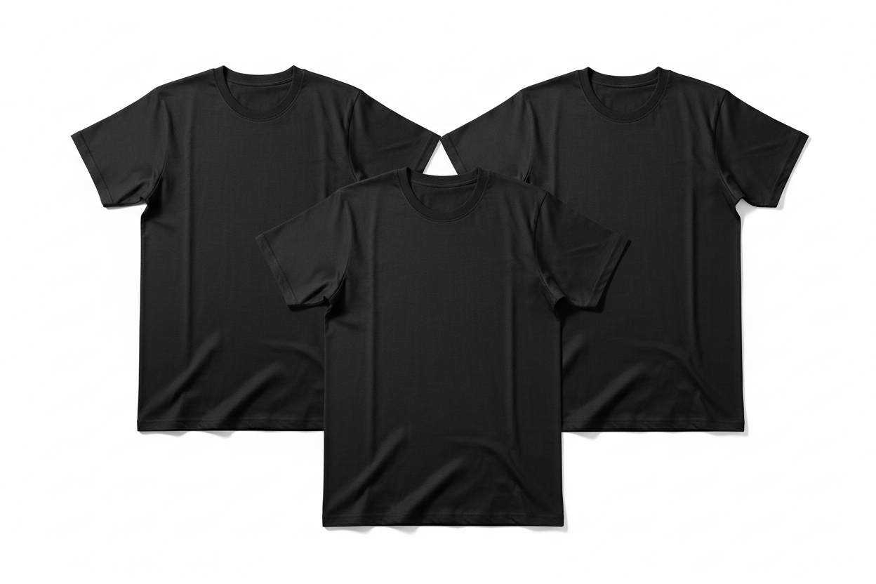 Kit 3 Camisetas Pretas - Leque