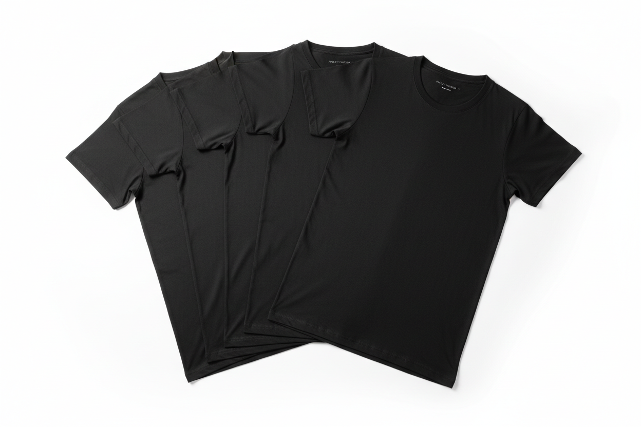Kit 5 Camisetas Pretas - Flat Lay